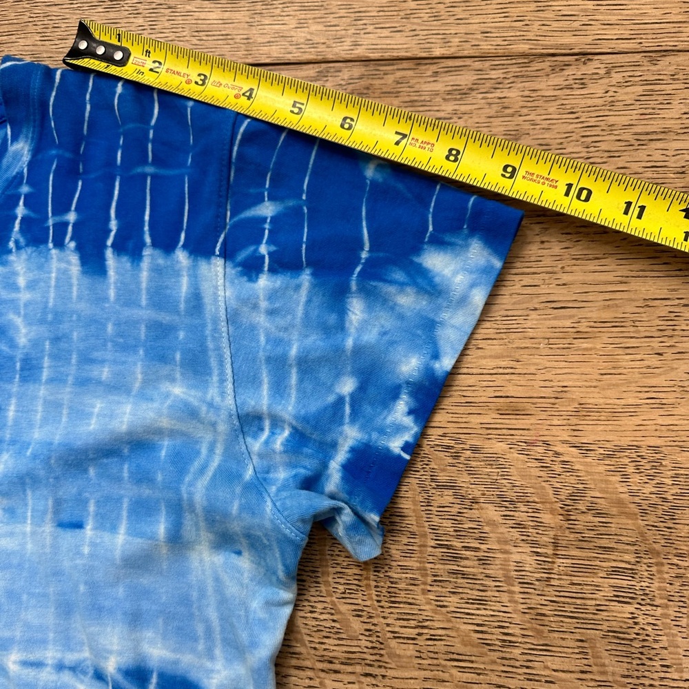 Neema Blue White Tie Dye Short Sleeve T Shirt Cropped Large - Picture 14 of 15